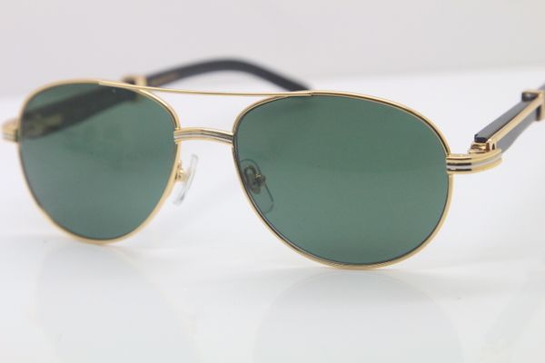 

style 569 full frame metal glasses black buffalo horn sunglasses uv400 driving glasses frame size:57-16-135 mm, White;black