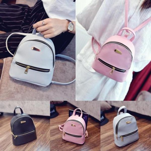 

fashion women backpack travel mini small pu leather packback 2019 new girls lady zipper solid zipper small school bag