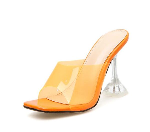 

moraima snc open toe pvc high heel shoes woman summer thin heels sandal orange silver party dress shoes 35-42 slippers, Black