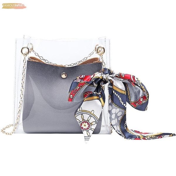 

2 set transparent shoulder bucket bags for women fashion ladies casual messenger shopping pvc jelly handbags bolsas femininas 25