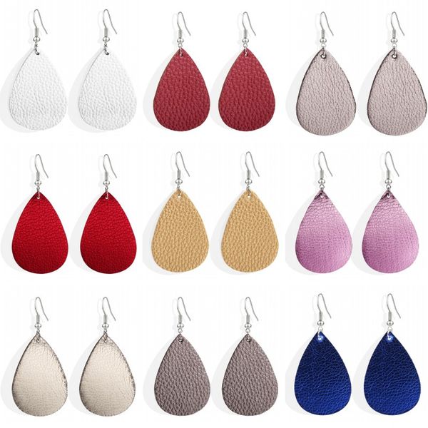 

fashion light weight leather earrings for women teardrop earrings party long dangle earrings charm jewelry, Silver