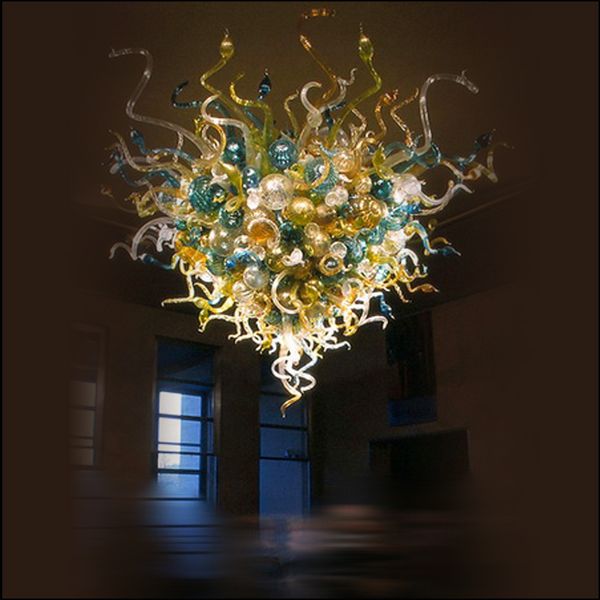 Modern Hand Blown Glass Chandelier Lightings Chihuly Style Large Luxury Glass Pendant Lamps High Ceiling Decor Hanging Led Glass Chandelier Island