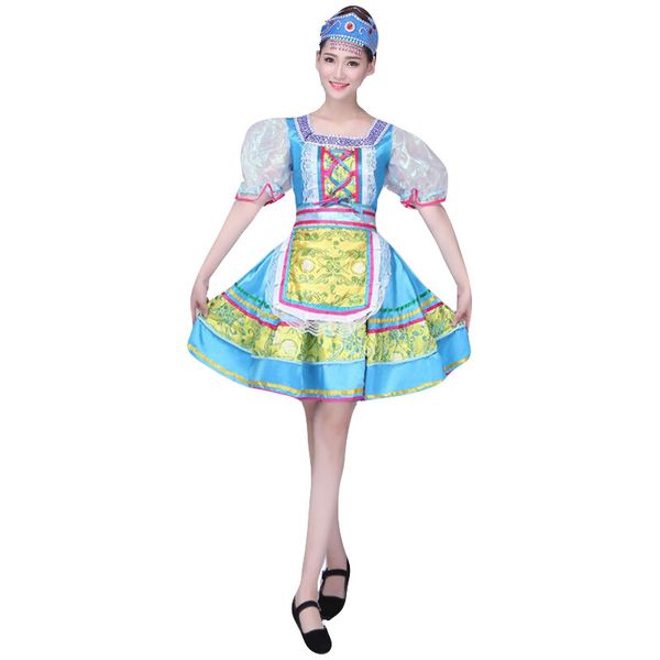 

ejqyhqr russian style traditional dress women stage broadway show costume dance dresses european princess performance clothing, Red