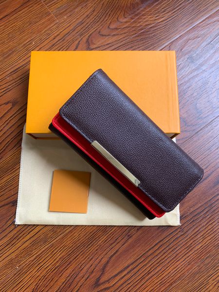 

single zippy wallet designer wallet womens designer handbags purses clutch wallets leather designer purse card holder shipping with box, Red;black