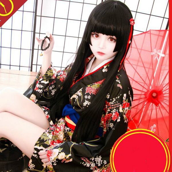 

jifa style long straight hair three knife flat wig girl soft sister anime universal black long roll fake hair