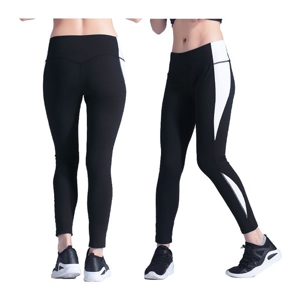

patchwork sport yoga women high waisted gym running tights stretchy nylon spandex yoga pants gym pencil trousers, White;red