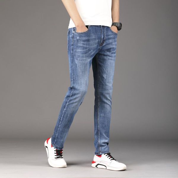 

summer french solid classic style bule g luxury jeans slim fit motorcycle biker denim men's fashion designer jeans size 29-38, Blue