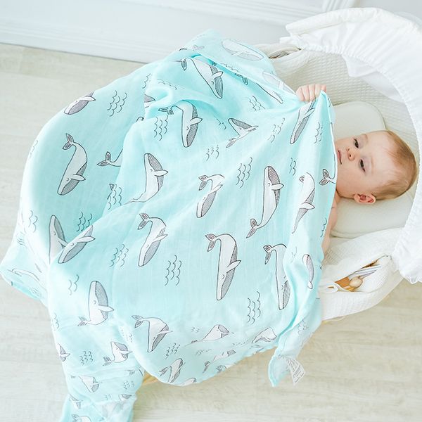 

ins whale 70% bamboo fiber 30% cotton baby blankets bedding swaddle wrap gauze muslin blanket soft breathable for newborn