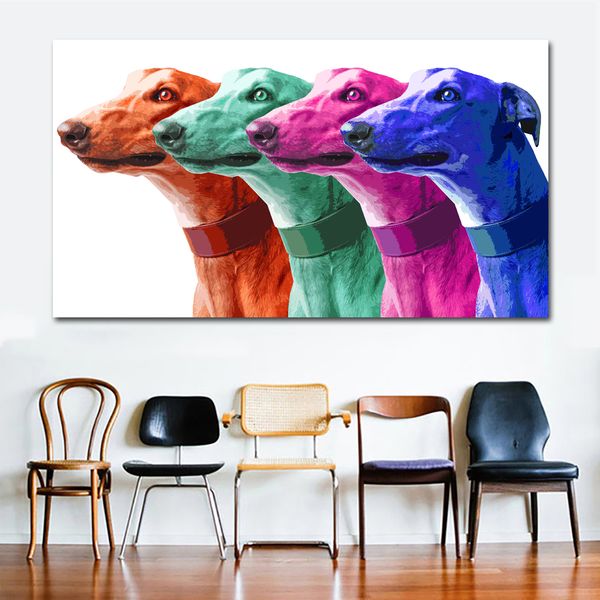 

selflessly art art canvas painting poster prints greyhound animal oil painting modern colorful galgo wall picture