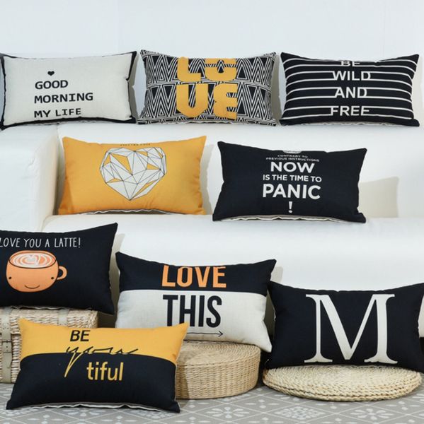 Cushion Covers Decorative Pillow Case Rectangle Waist Lounge