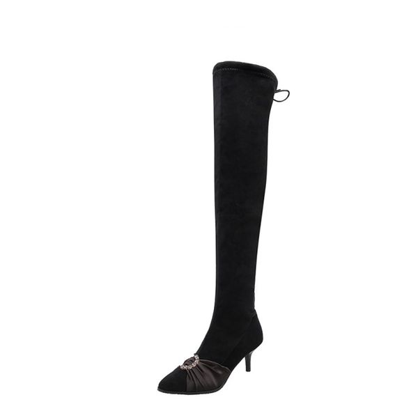 

blxqpyt 2019 keep warm snow inside heel 6 cm women fashion platform fur thigh high over knee plush ladies warm winter boots 66-4, Black
