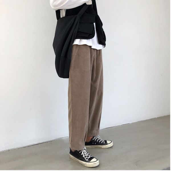 

men's casual pants 2019 autumn and winter new corduroy loose harlan casual pants young people personality fashion men's clothing, Black