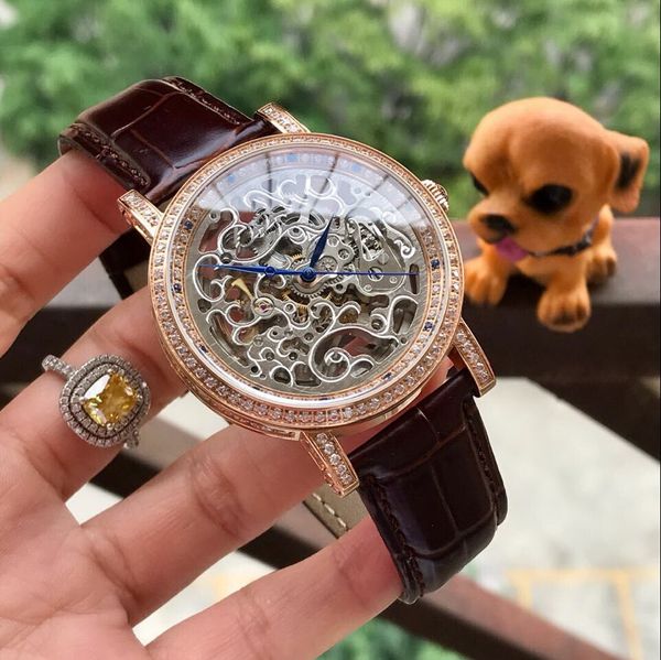 

скелет все работы алмазный безель розовое золото 42 мм корпус дешевые механически