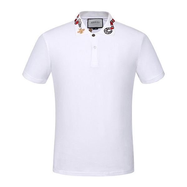 

ggg pring italy tee t-shirt designer polo shirts high street embroidery garter snakes little bee printing clothing mens brand polo shirt, White;black