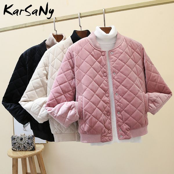 

quilted jackets winter women's coats short jacket women parka plus size velvet coat short jacket winter womens quilted coat warm, Black