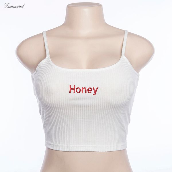 

версия для печати новая мода женщины топы красный белый письмо «honey» sexy повседневный рукавов бретели крючком croptop, White