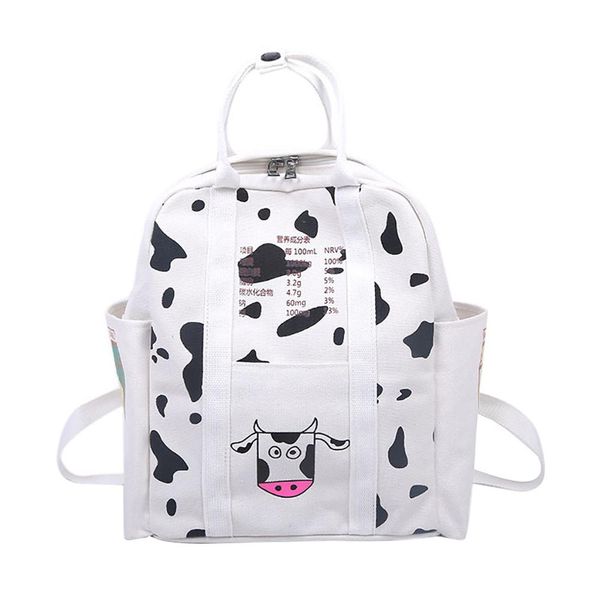 

high school student backpack canvas plush cow print fashion multifunctional and large capacity h1