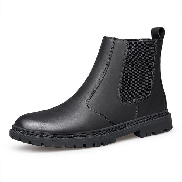 

boots plus size men casual breathable gentleman genuine leather shoes black pointed toe ankle boot zapato bota masculina hombre