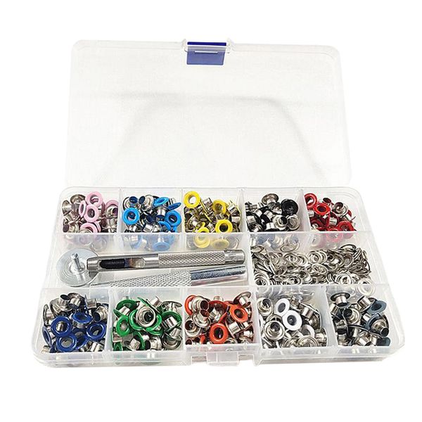 

multicolor grommet tool kit, grommet setting tool and 500 sets grommets eyelets with storage box (3/16 inch inside diameter