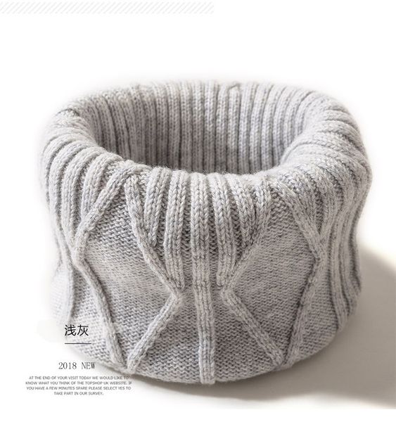 

2019 fashion men womens knit infinity scarf circle loop knit scarf warm thick ribbed scarf 12 colors available, Blue;gray
