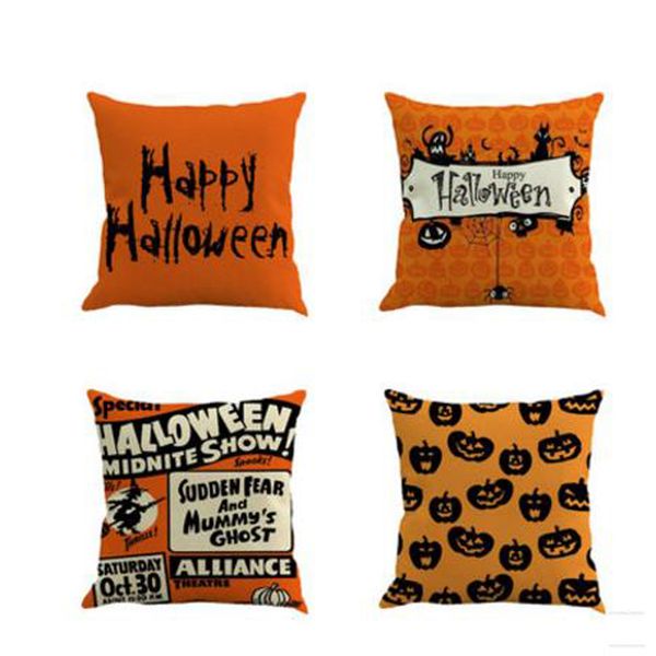 

halloween bat pumpkin pattern cotton linen throw pillow cushion cover seat home decoration sofa pillowcase soft festival