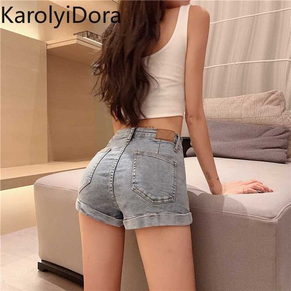 

women's jeans fashion 2020 summer new chic wild tight high waist hips denim shorts pants women, Blue