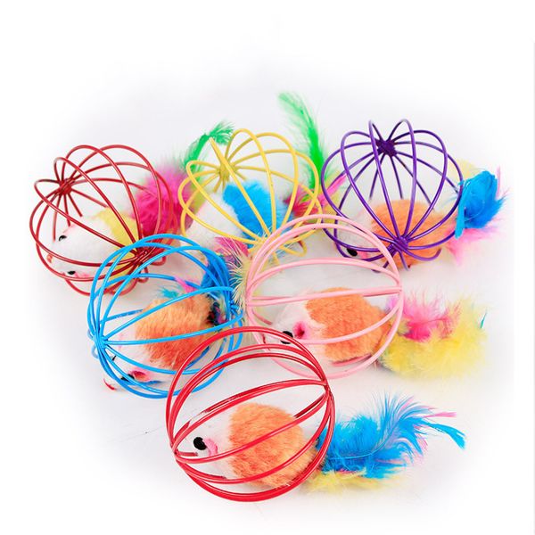 

pet cats toy mouse in cage ball teasing tease cat toys exquisite design multi color funny interactive pets supplies ing