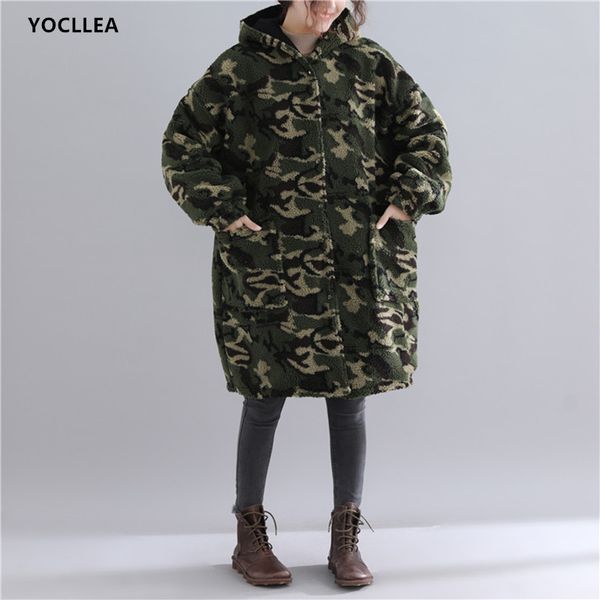 

reversible wear trench coat women autumn winter warm add velvet long sleeve hooded plus size loose causal trench outerwear, Tan;black