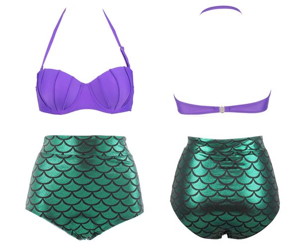 

2017 new women bandage mermaid swimsuit high waist beach bikini push up swimwear