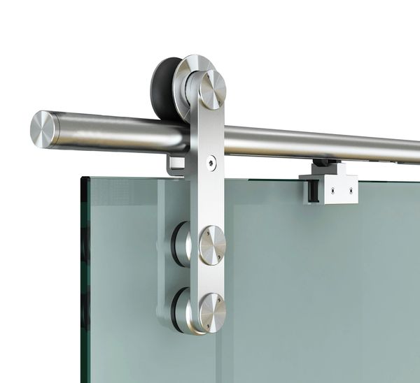 

diyhd 6.6ft soft close glass barn door hardware stainless steel two sides soft close mechanism office glass sliding door track with one side