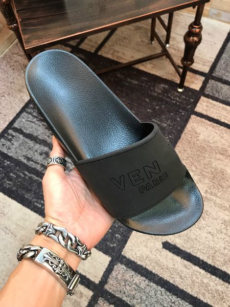 

paris luxury fashion mens womens summer sandals beach slide slippers designer flip flops loafers print solid color army green with box, Black