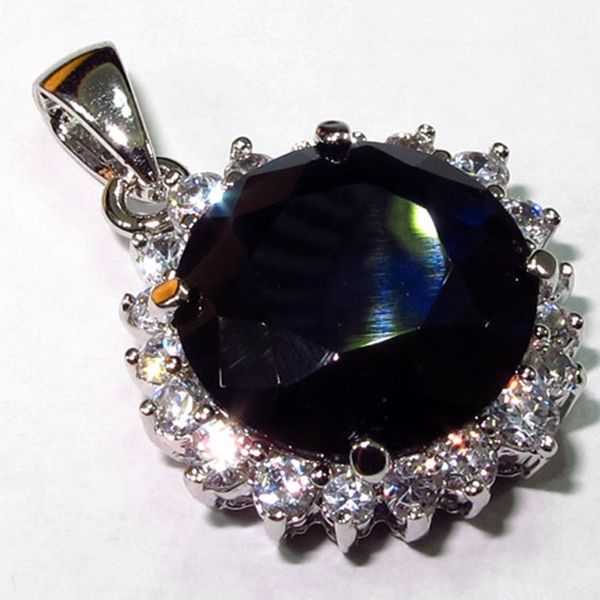 

shunxunze engagement wedding pendants charms christmas for jewelry women dropshipping sell dark blue cubic zirconia rhodium plated r143, Silver