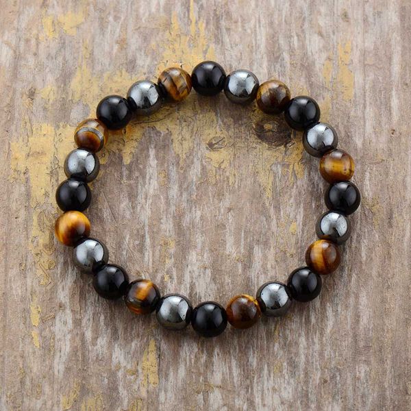 

mens womens bracelets black onyx tiger eye hematite bracelet natural stone punk bead bracelet couples jewelry, Golden;silver