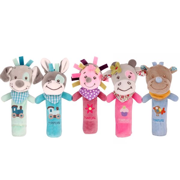 Hot Sale chocalhos Mobiles BB Varas Vaca macio Plush Doll Crib Bed Suspensos capturas mão Animal de Brinquedo Boneca Toy Kids