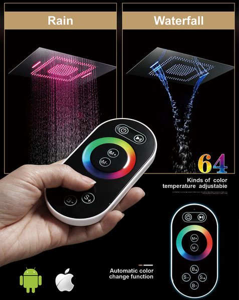 

china factory supply electricity power led multi color change bathroom square shower head 600x800mm shower fitting rainfall waterfall