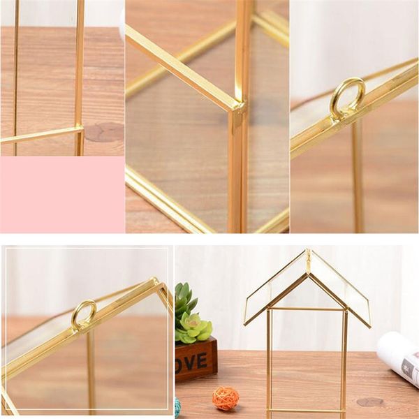 

gold glass cosmetics storage organizer organizer deskstorage box geometry jewelry box home crafts jewelry gift