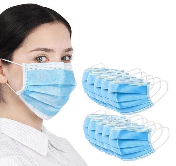 

dhl ship in stock adultren face3 ply 3layer 50 1pcs mouth er blue mask masks earloop non woven fabric ijds