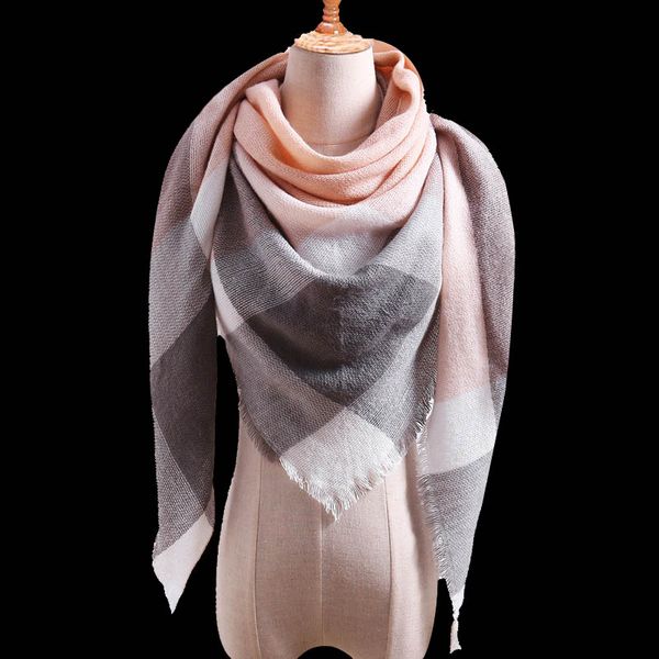 

2019 knitted spring winter women scarf plaid warm cashmere scarves scarves neck bandana lady wrap, Blue;gray