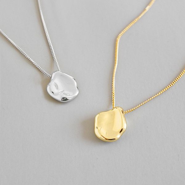 

100% стерлингового серебра 925 necklacependants любителей матери простой крошечный отступ нерегулярные геометрические ожерелья кулон для жен, Silver