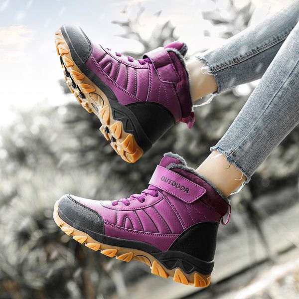 

2019 new winter warm fur women boots leather ankle boots waterproof snow outdoor desert comfortable motorcycle, Black