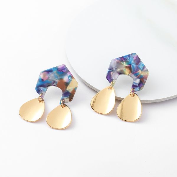 

fashion earrings geometric water drop earrings for women gold alloy color acetate plate acrylic pendientes boho jewelry, Silver