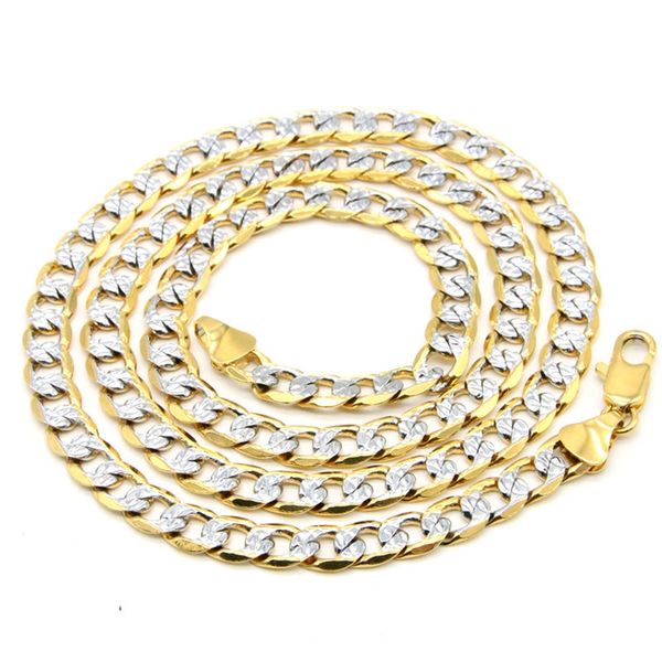 

2 tone curb chain link 18k gold filled womens mens trendy fashion necklace jewelry 60cm long, Silver