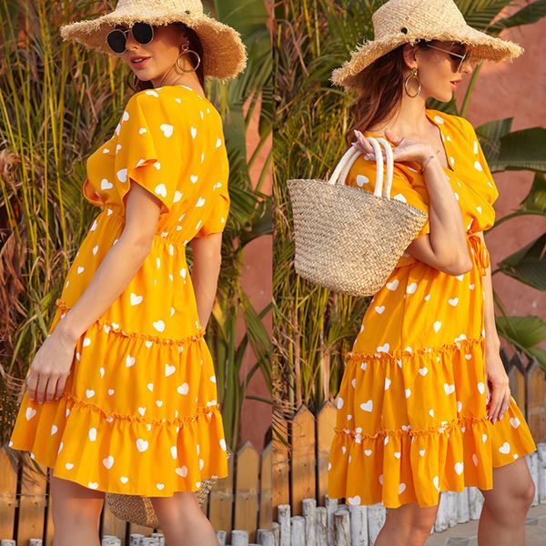 

womens designer short sleeve dress large size yellow floral hipster pleated skirttwpa, Black;gray