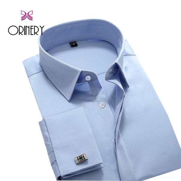 

orinery solid dress shirt men new designer french cuff shirt with cufflinks fashion camisa masculina wedding, White;black