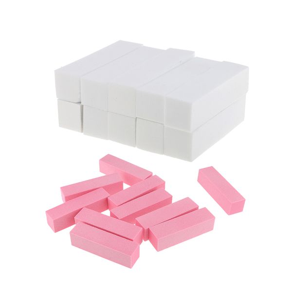 

20pcs nail files 4 way nails polishing sanding buffing sponge manicure buffer block pink + white