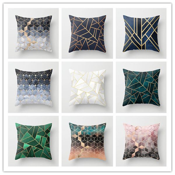 Style Geometric Cushion Cover Polyester Pillow Case Black And