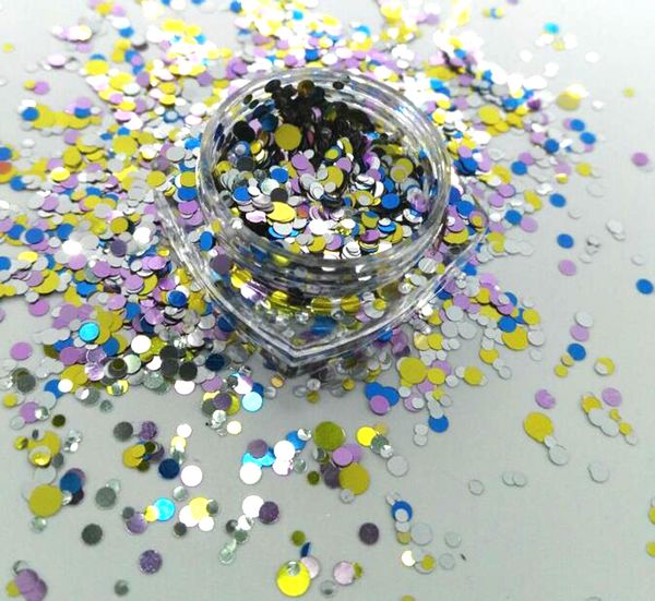 

17usd/100g nail glitter dots poker pink 1/2/3 mm ultra metallic glitter mix dots circles for gel nail art & acrylic #plt-03#002, Silver;gold