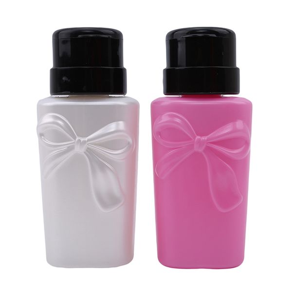 

remover cleaner make up refillable container200ml pink white pump liquid alcohol pressure empty nail polish dispenser bottles, Silver