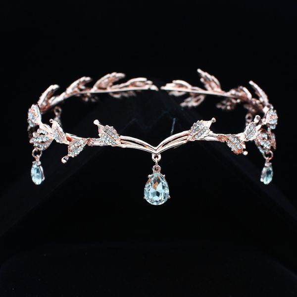 

rhinestone rose gold wedding bridal forehead head chain headdress crystal pendant bride tiara crown hair jewelry accessory, Golden;white