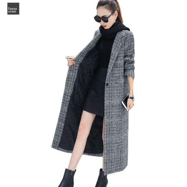 

женщины шерстяное пальто куртки plaid женщины сыпучие длинные однобортный шерстяное пальто зимнее пальто шерстяное шерсть trench wj54, Black